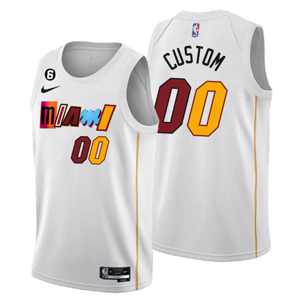 Men's Miami Heat Customized White 2022/23 Classic Edition With NO.6 Patch Stitched Basketball Jersey